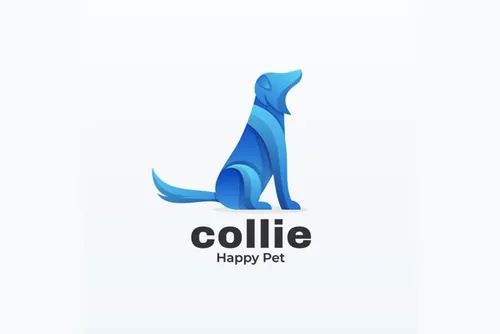 渐变多彩牧羊犬动物LOGO商标矢量素材 Logo illustration gradient colorful style