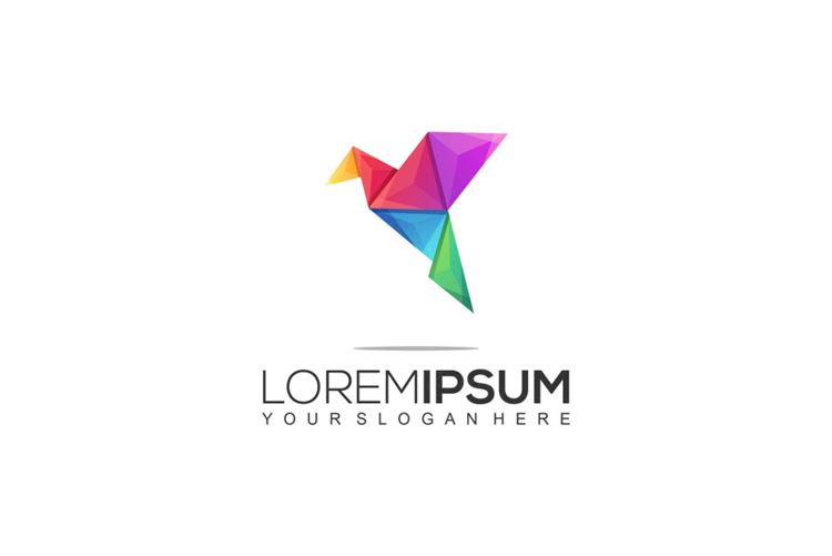 渐变多彩折纸鸟动物LOGO商标矢量素材 Logo illustration gradient colorful style