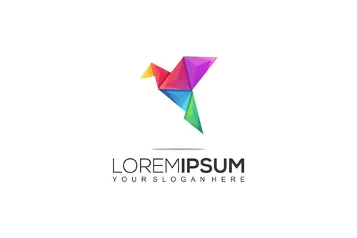 渐变多彩折纸鸟动物LOGO商标矢量素材 Logo illustration gradient colorful style