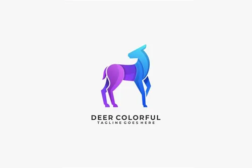 渐变多彩鹿动物LOGO商标矢量素材 Logo illustration gradient colorful style