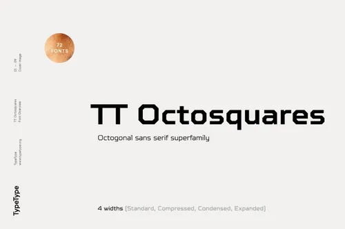 军事未来科技机器人几何英文无衬线字体 TypeType - TT Octosquares Font Family