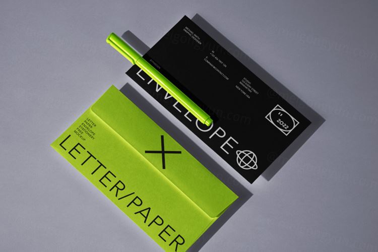 高质量信封钢笔品牌VI设计贴图展示样机模板 Statione