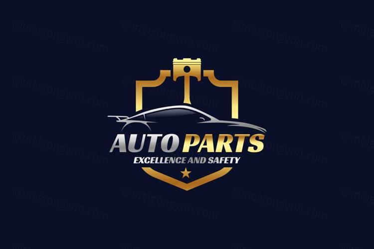 金色渐变汽车售后维修美容保养检测服务品牌店徽标LOGO标志矢