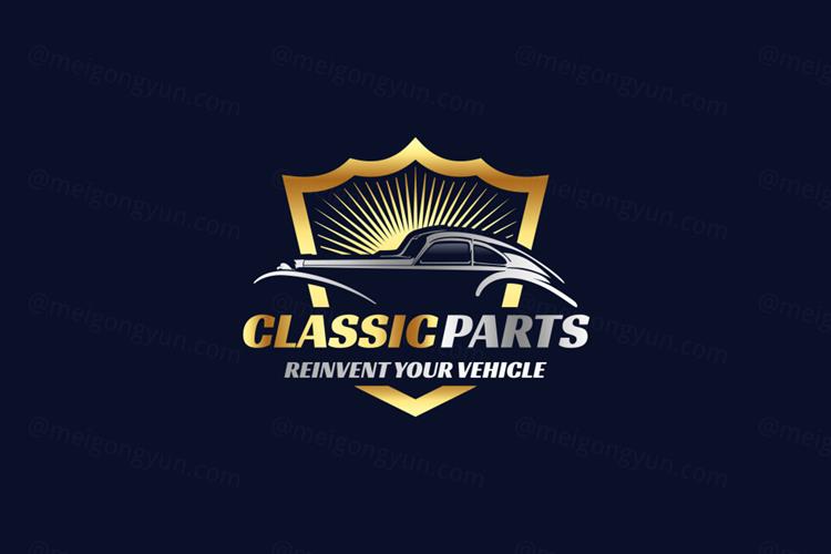 金色渐变汽车售后维修美容保养检测服务品牌店徽标LOGO标志矢