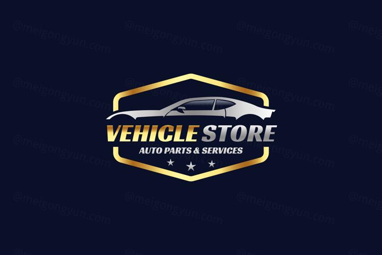 金色渐变汽车售后维修美容保养检测服务品牌店徽标LOGO标志矢