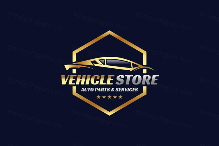 金色渐变汽车售后维修美容保养检测服务品牌店徽标LOGO标志矢