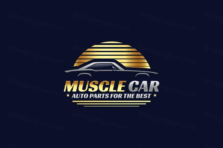 金色渐变汽车售后维修美容保养检测服务品牌店徽标LOGO标志矢