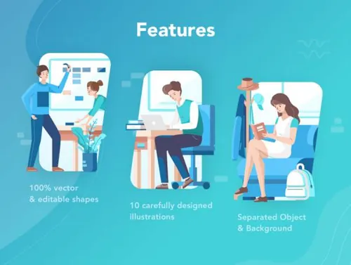 职场日常工作场景矢量插画 Larissa : Work Illustration