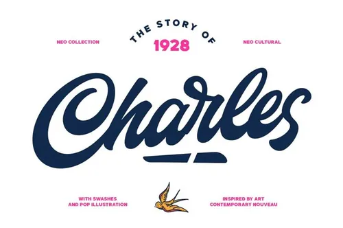 手写艺术字体 Charles Family