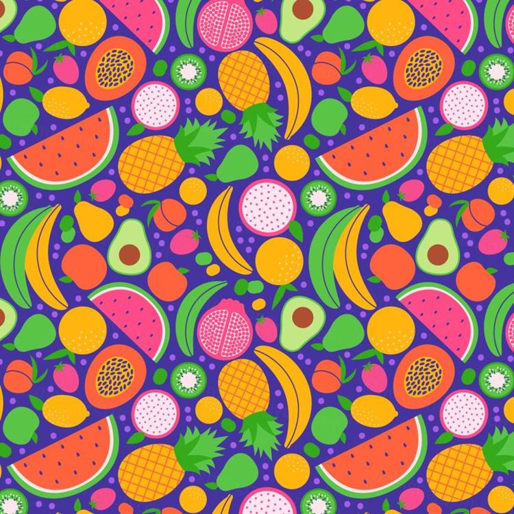 夏季暑假夏天水果饮料夏日装饰无缝拼接图案素材 Summer