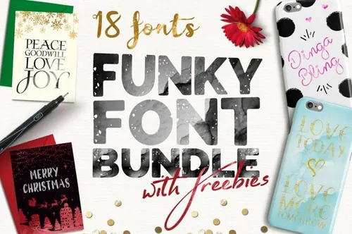 英文手写字体包 Funky Font Bundle  Ext