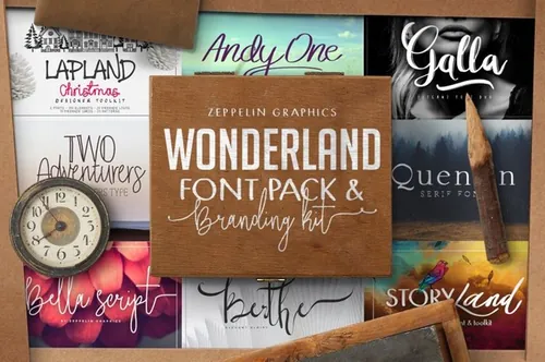 奇妙的手绘字体包 Wonderland Fonts Pack