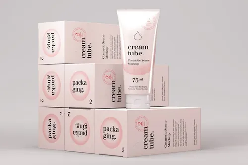 优雅的psd奶油管化妆品样机 Cosmetic Psd Cream Tube Mockup