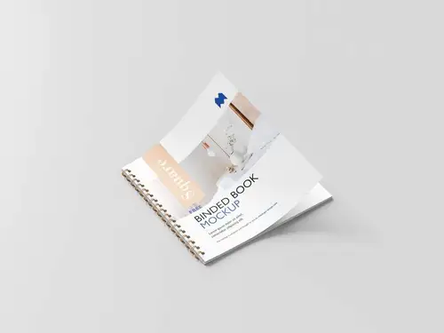 方形装订小册子画册设计提案样机PSD模板 Square Binded Brochure M