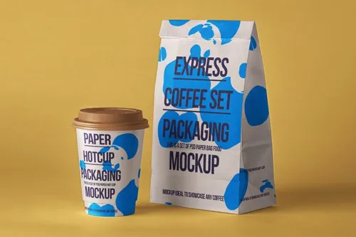 经典的psd咖啡包装样机 Psd Coffee Packaging Mockup Set 2