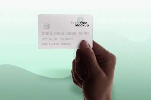 手持信用卡样机贴图模版 Hand Holding Credit Card Mockup 样