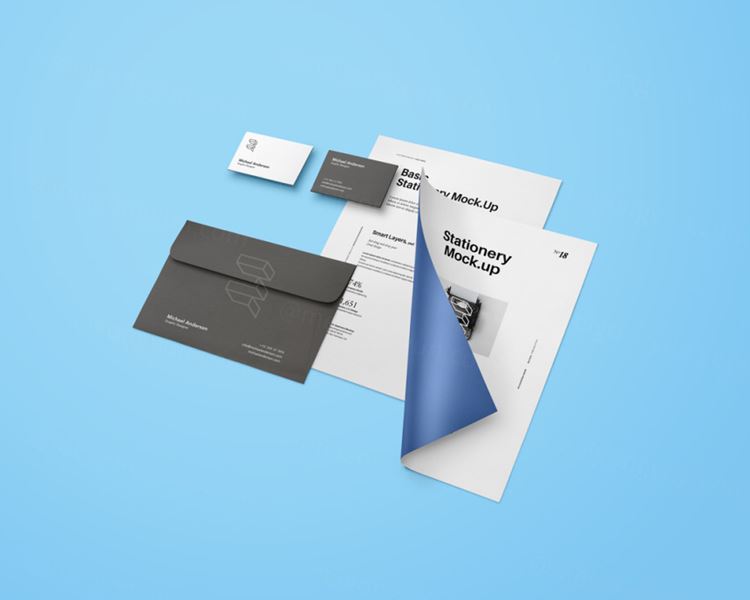 文具品牌VI提案PSD贴图模板Basic Stationery Branding