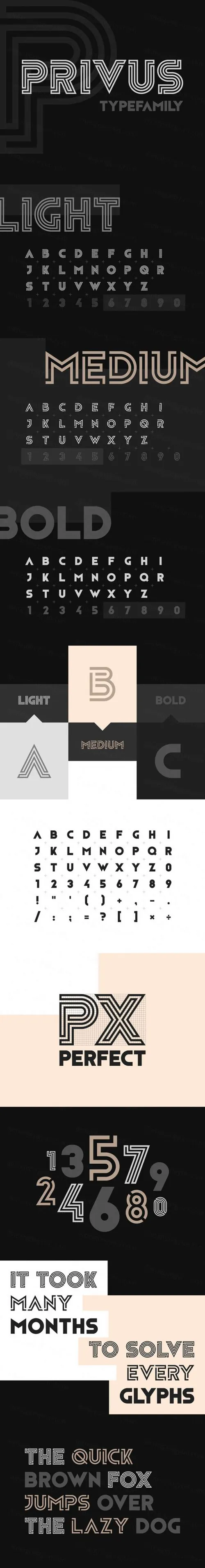 创意三线英文字体Privus Free Display Typefamily