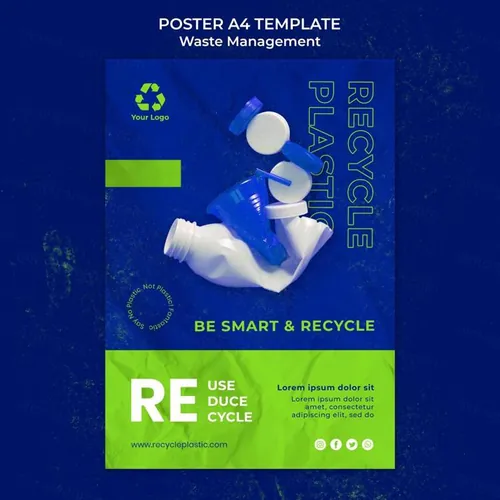 潮流配色排版垃圾塑料回收废物利用卫生公益宣传海报PSD模板素