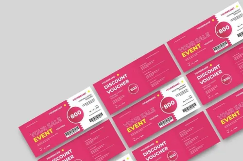 时尚高端简约多用途的新年圣诞节打折促销sale礼品券入场券门票设计矢量模板 srtp-g...