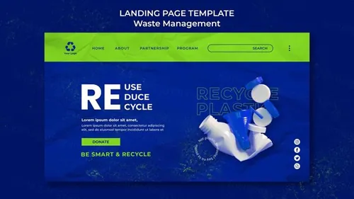 潮流配色排版垃圾塑料回收废物利用卫生公益网站落地页宣传海报P