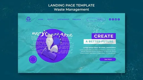 潮流配色排版垃圾塑料回收废物利用卫生公益宣传海报PSD模板素