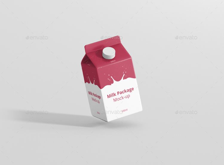 牛奶盒包装PSD模板Juice / Milk Mockup - 500ml Carton Box