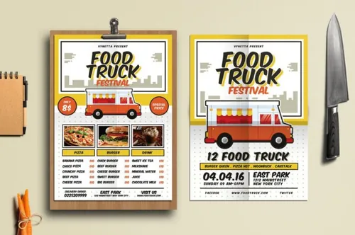 美食节美味餐车海报/传单/菜单模板 elements-food-truck-festival-poster-flyer-me...