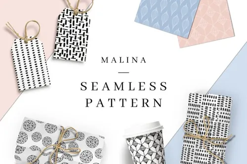 手绘图案无缝图案设计素材Malina Seamless Pa