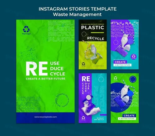 潮流配色排版垃圾塑料回收废物利用卫生公益Ins自媒体宣传海报