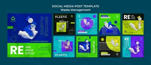 潮流配色排版垃圾塑料回收废物利用卫生公益Ins自媒体宣传海报