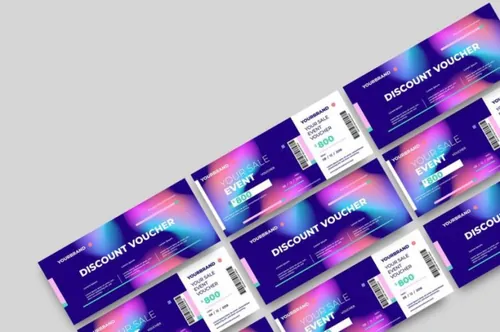 时尚高端简约多用途的新年圣诞节打折促销sale礼品券入场券门票设计矢量模板srtp-gi...