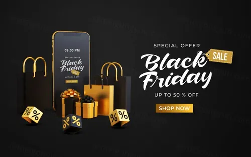 黑色星期五移动端促销落地页网页设计展示样机模板 Black friday mockup