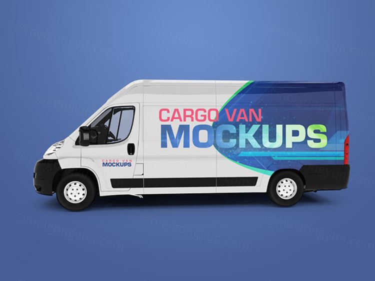货车车身广告PSD贴图模板Van Cargo Mockups