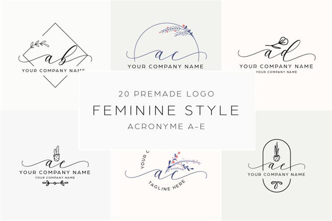 手绘花卉女性品牌LOGO模板合集包 Feminine logo bundle