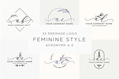 手绘花卉女性品牌LOGO模板合集包 Feminine logo bundle