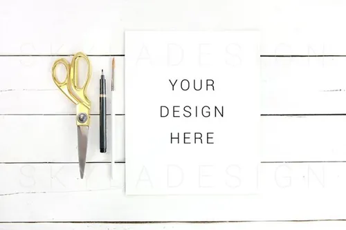 A4纸设计展示样机 Gold white Quote mockup flatlay