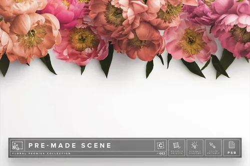 花卉广告场景设计素材 Floral Peonies Mockup Scene