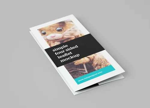四折页传单设计展示贴图模版 4-panel leaflet mockup