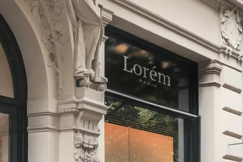 高档欧式奢侈品店铺商铺玻璃LOGO店标贴图展示样机PSD模板