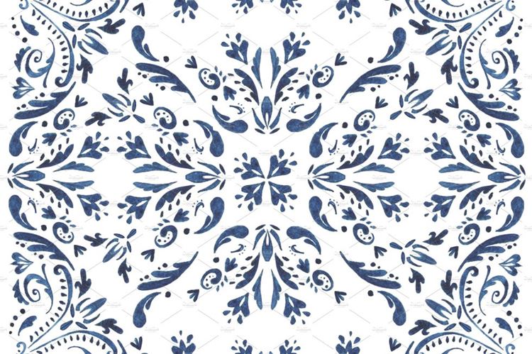 手绘花纹背景Watercolor illustration