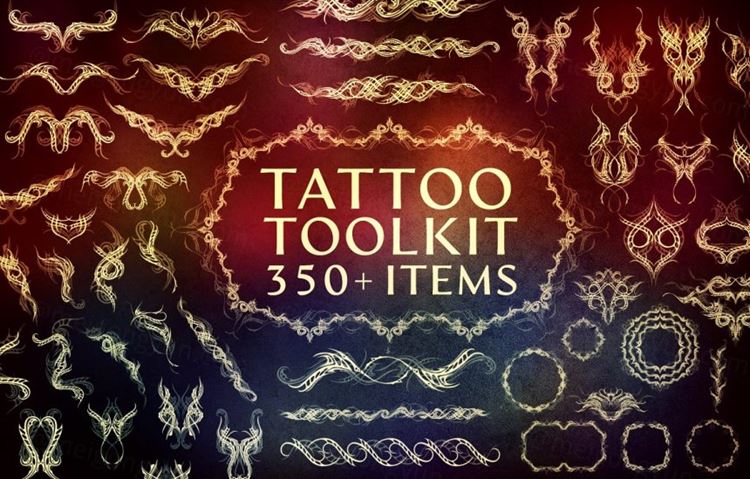 350+高质量基础形状翅膀纹身刺绣图形素材 Tattoo T