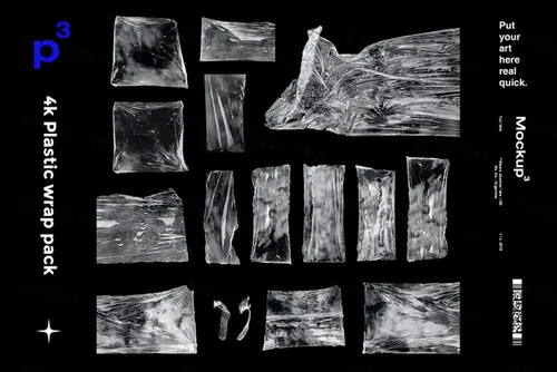 高质量4K高清塑料薄膜保鲜膜PNG免抠图 Mockuppp - 4k Plastic wrap pack