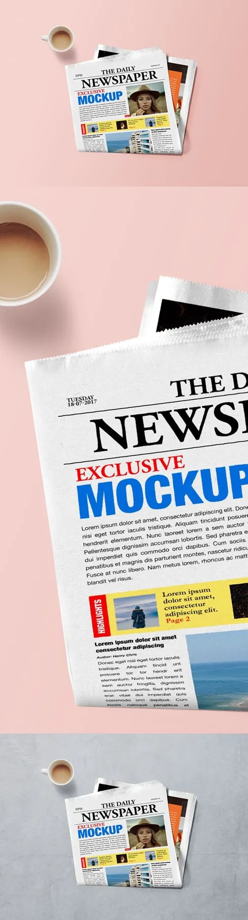 Newspaper Mockup PSD 报纸贴图模版
