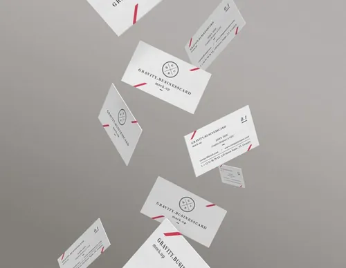 透视漂浮效果名片贴图PSD模板Gravity Psd Business Cards Mock-Up