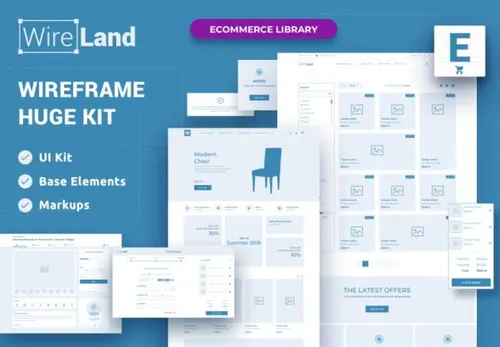 【Ecommerce篇】完整的电商网页平台线框原型库UI工具包 Wireland
