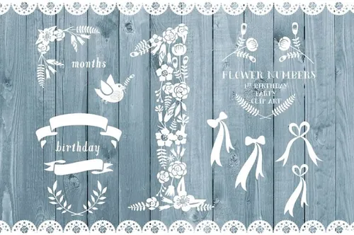 手绘花卉装饰设计素材Floral number one , first celebration