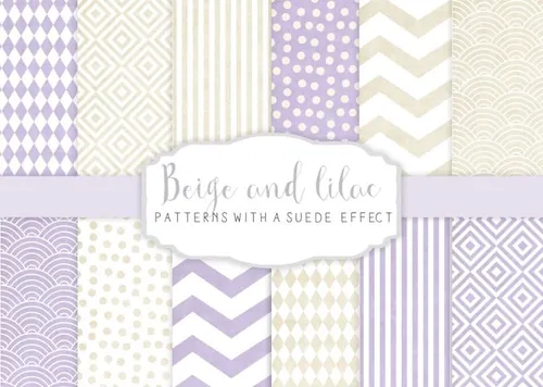 紫色色调几何图案无缝背景Beige and Lilac patterns