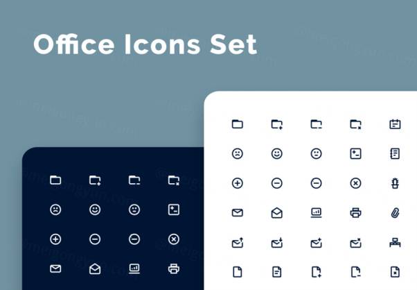 圆角办公室生活主题图标合辑 Office Icons Set