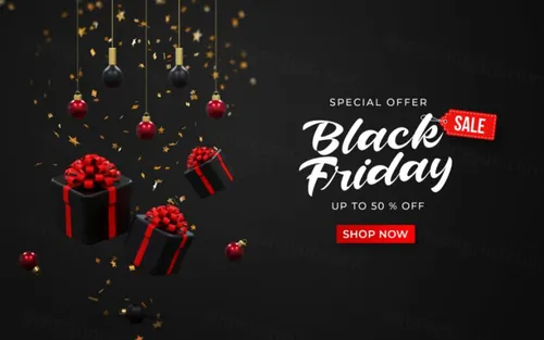黑色星期五黑金风商品店铺促销折扣海报PSD模板 Black friday
